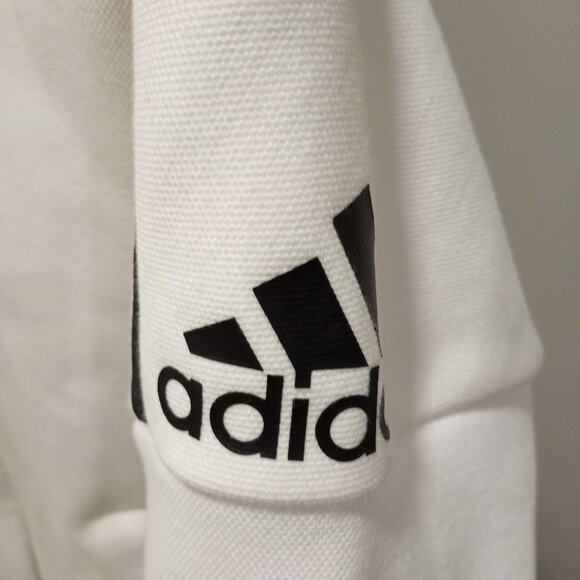 ADIDAS CREAM LONG SLEEVE HOODIE WITH BLACK TRIM MEN SIZE XL - Picture 3 of 11